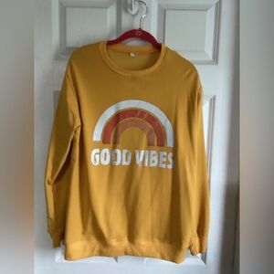 Yellow 'Good Vibes' Sweatshirt Large